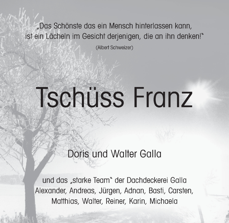  Traueranzeige für Franz Wagner vom 15.06.2013 aus Pegnitz-Zeitung